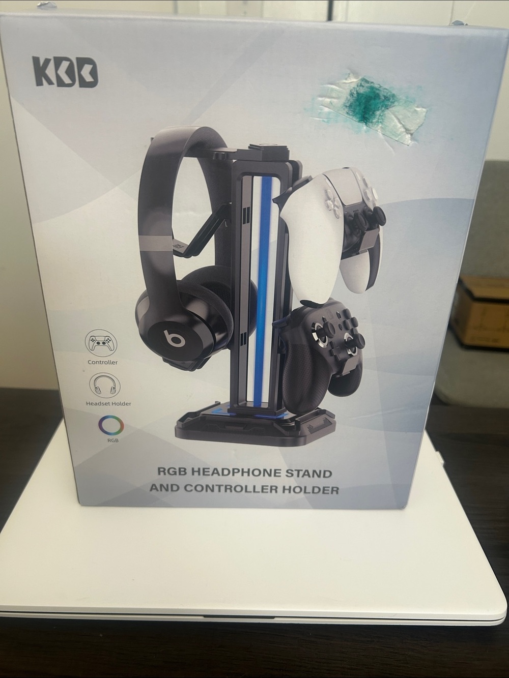 RGB Headphone and Controller Stand Holder - Black/White
